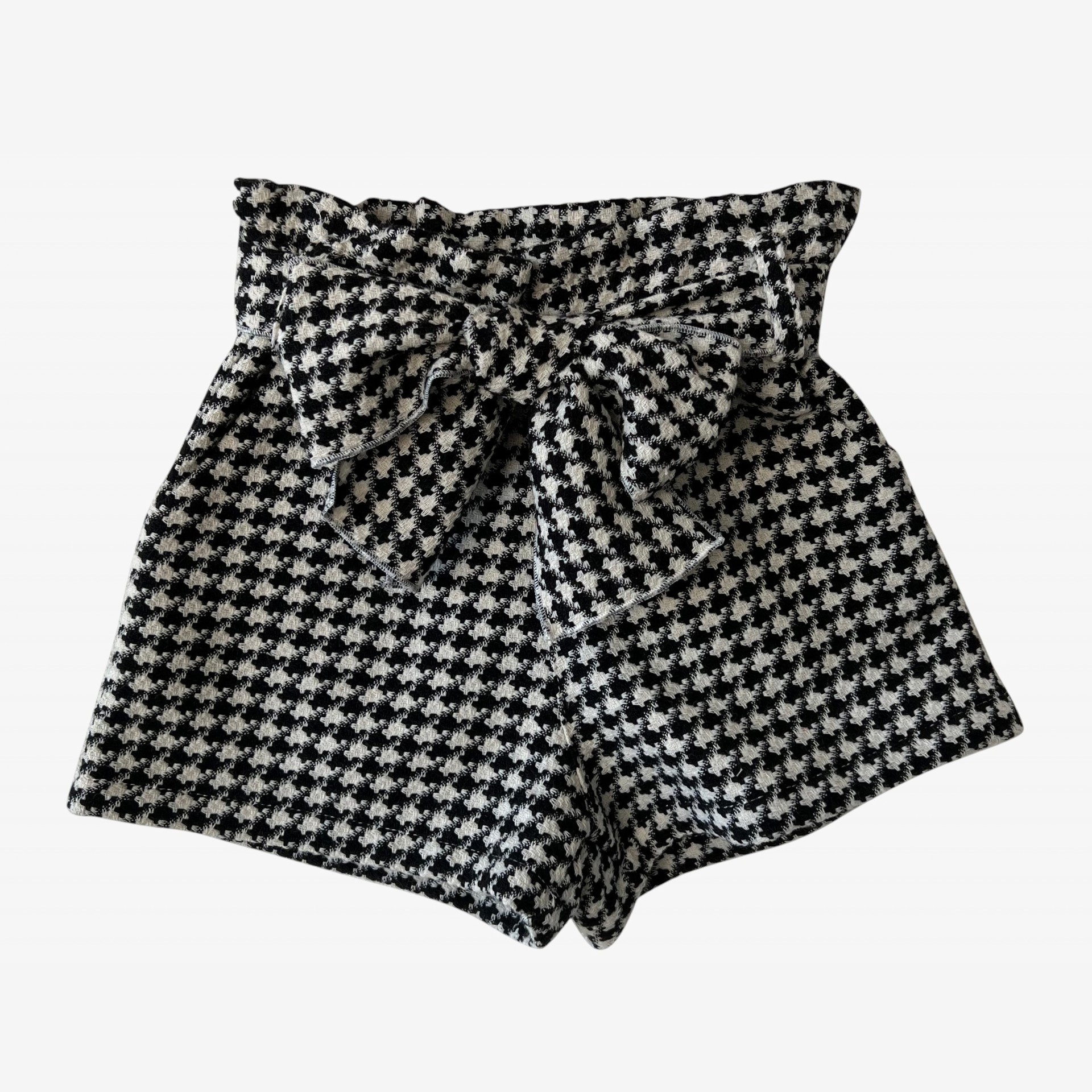 Black and white houndstooth shorts
