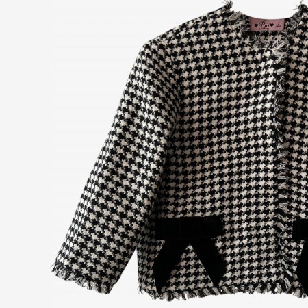 Black and white houndstooth coat