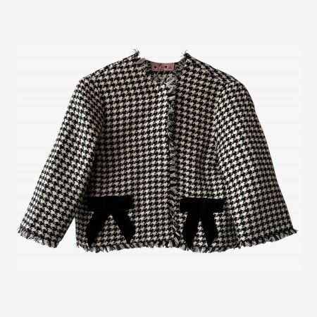 Black and white houndstooth coat