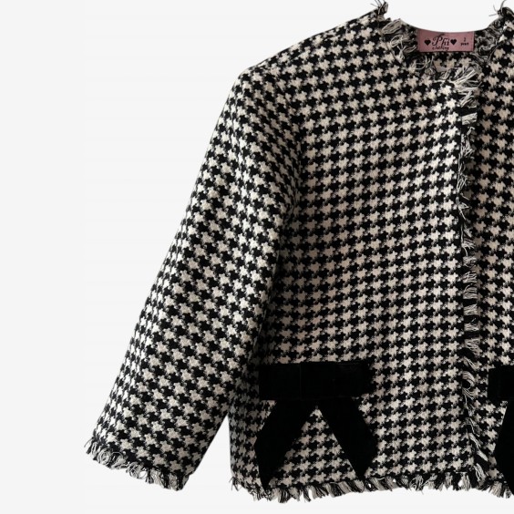 Black and white houndstooth coat