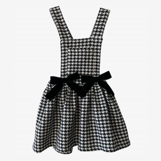 Black and white Pied poule dungaree skirt