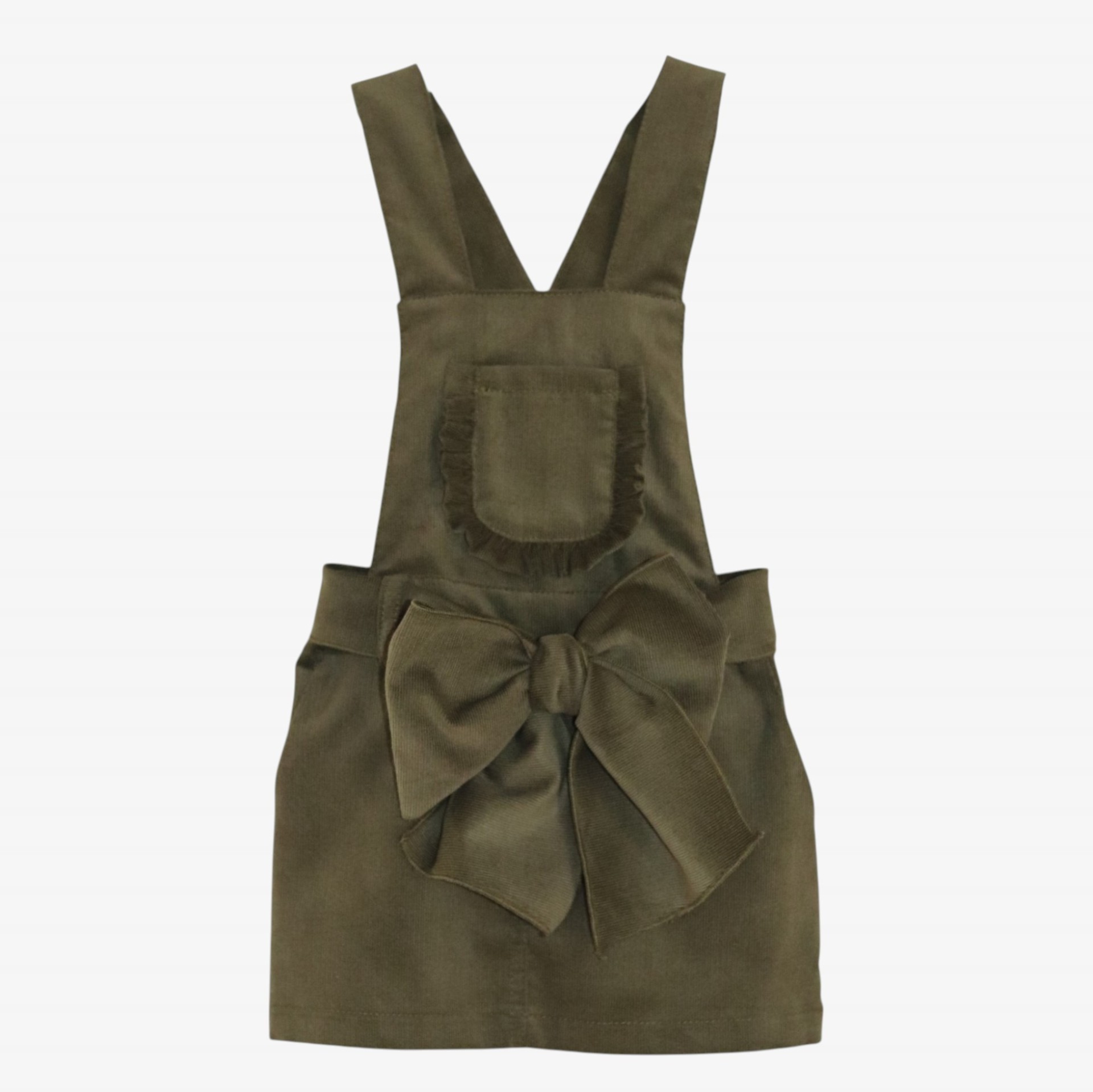 Jupe en velours côtelé vert olive avec corsage