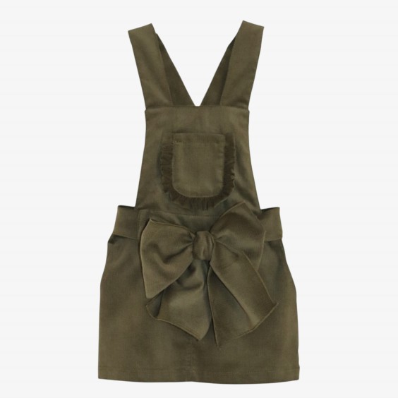 Jupe en velours c�tel� vert olive avec corsage