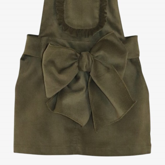 Jupe en velours c�tel� vert olive avec corsage