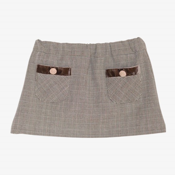 Brown plaid skirt with pockets