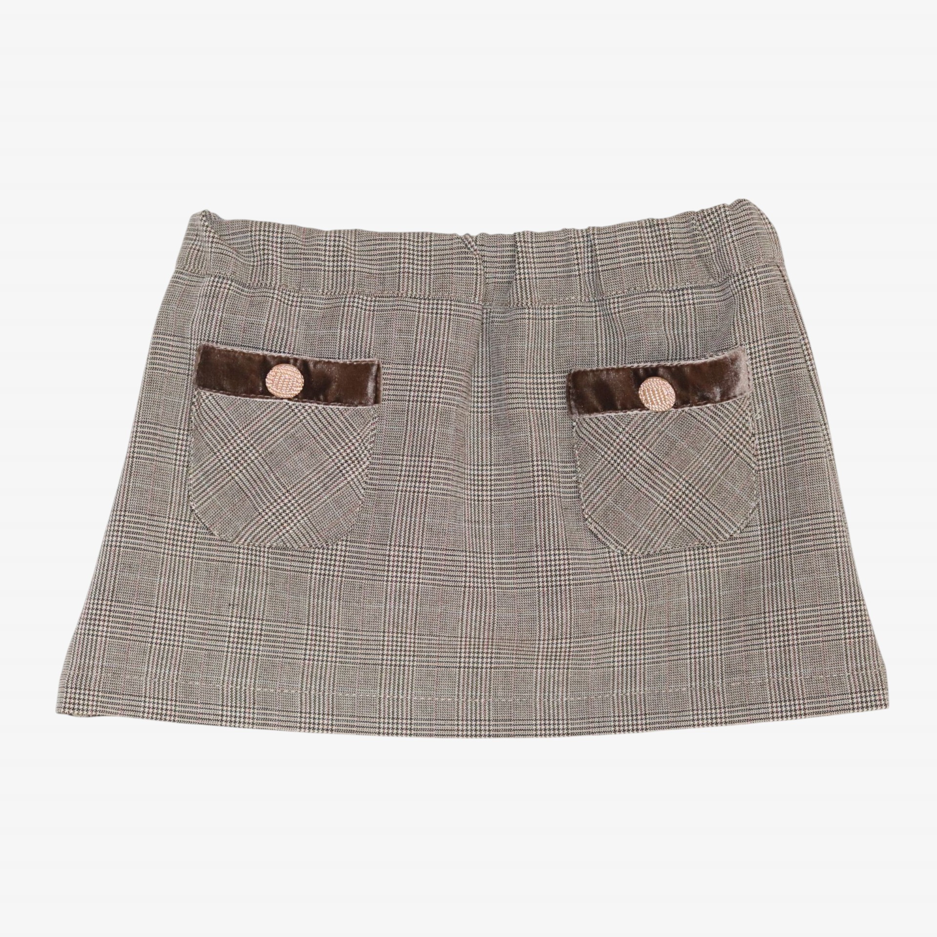Brown plaid skirt with pockets