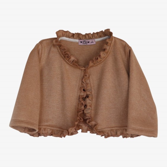 Casaco de malha camel com folhos