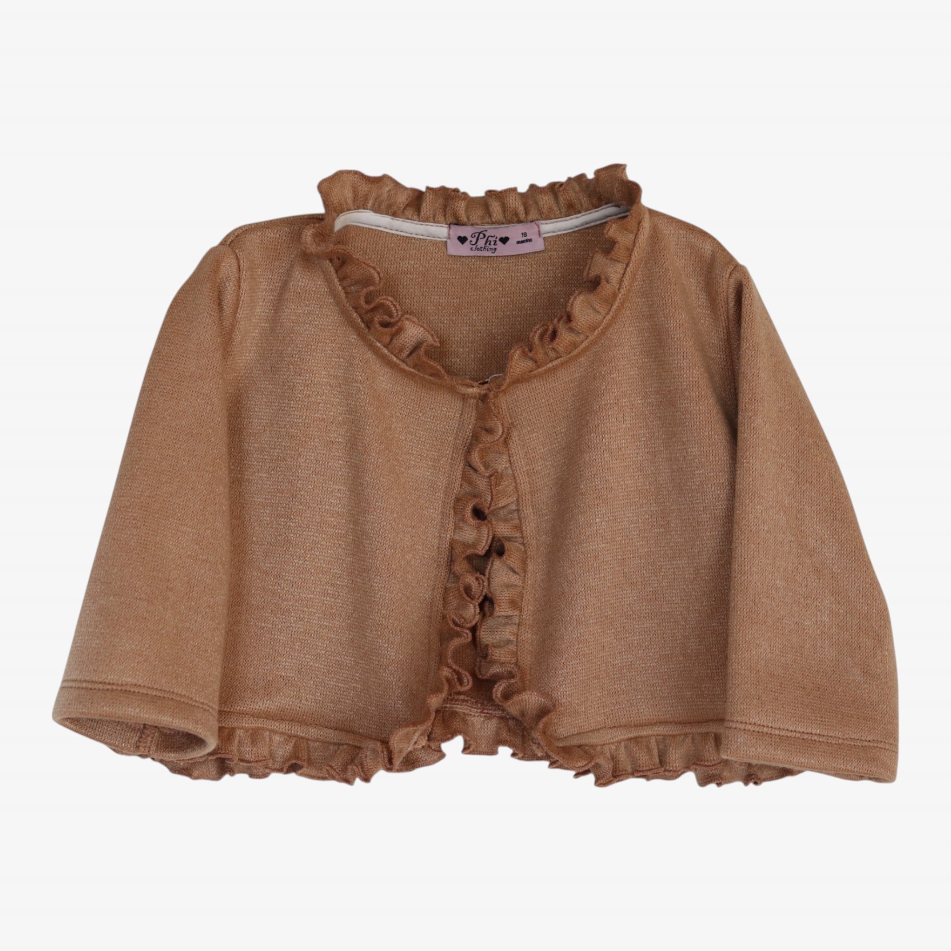 Casaco de malha camel com folhos