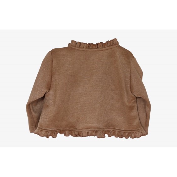 Casaco de malha camel com folhos