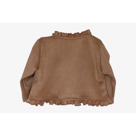 Camel knit jacket with ruffles