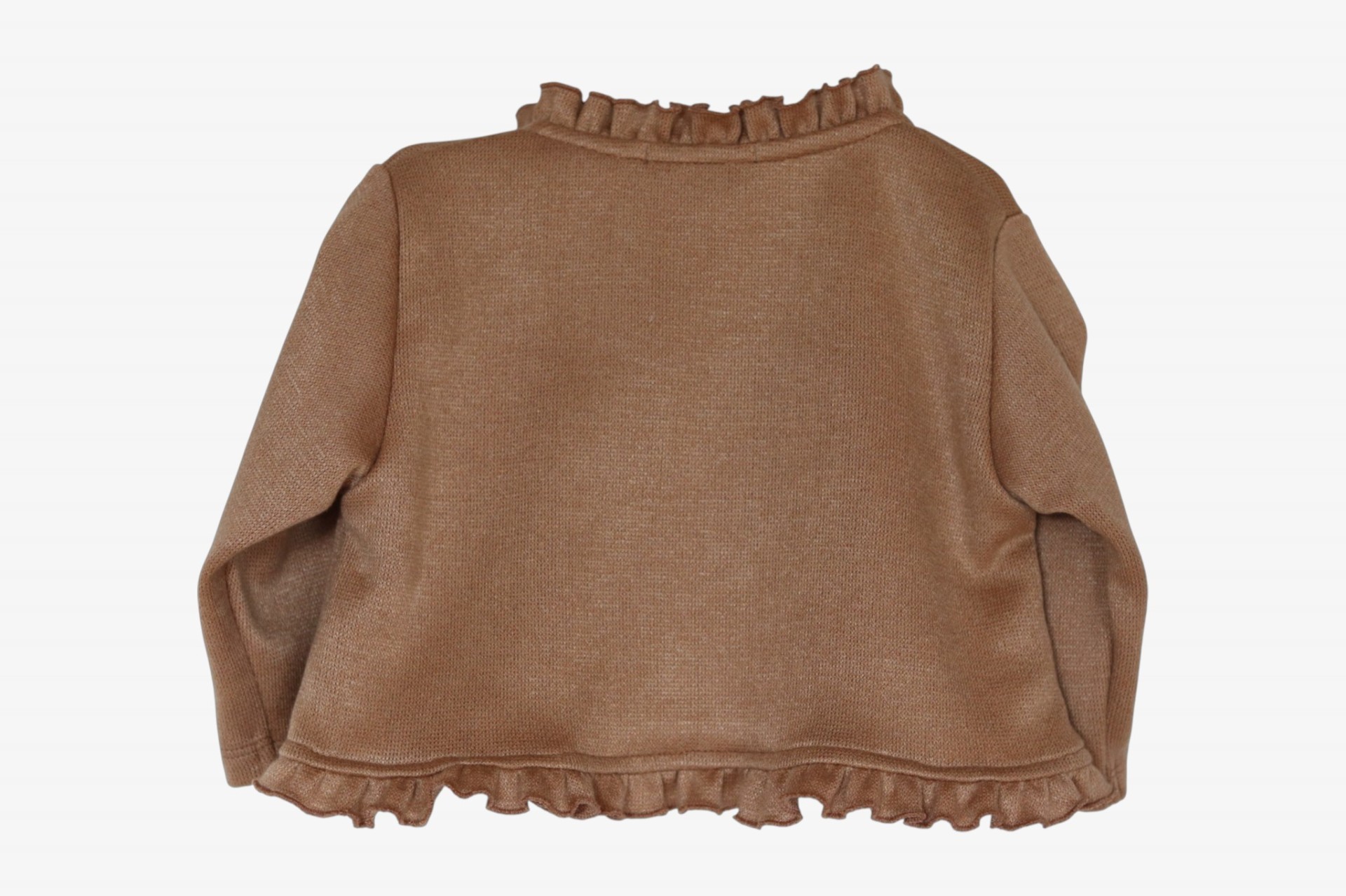 Casaco de malha camel com folhos
