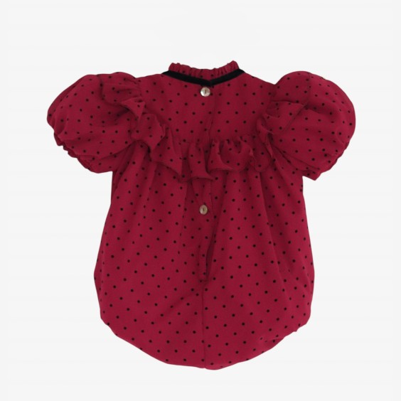 Fofo voile bordeaux com pintas pretas