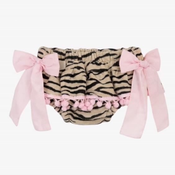 Tapa fraldas zebra com pompom rosa