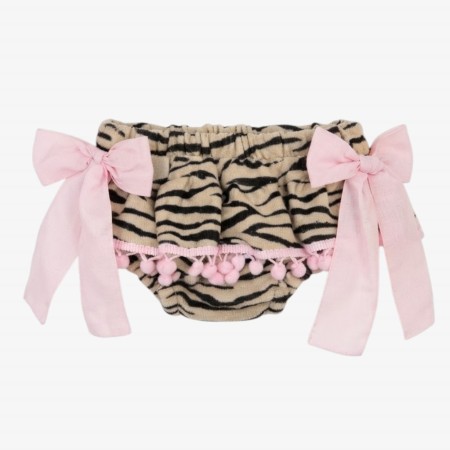 Zebra bloomer with pink pompom