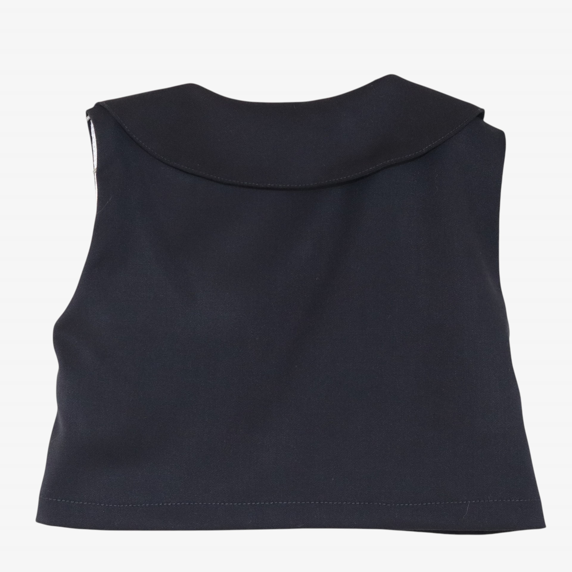 Blue vest with burgundy bows