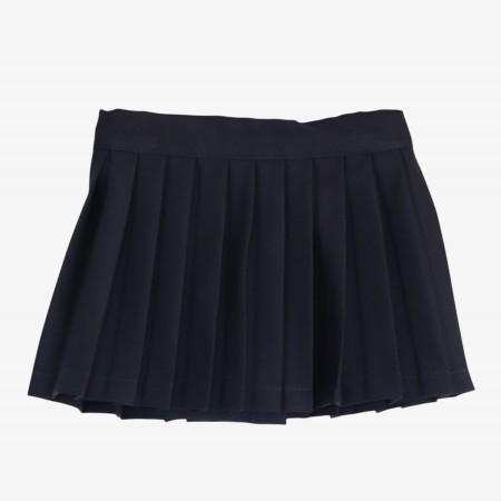 Blue pleated skirt with burgundy bows