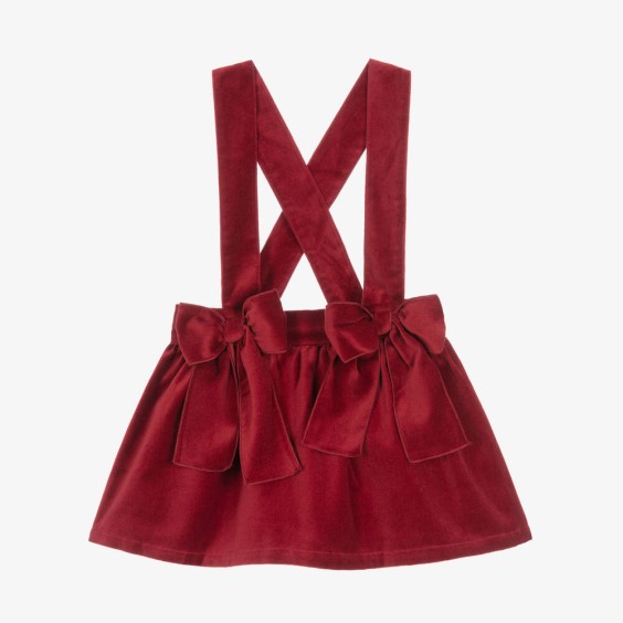 Bordeaux velvet skirt with straps