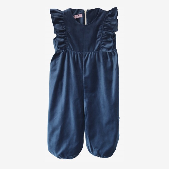 Midnight blue velvet jumpsuit