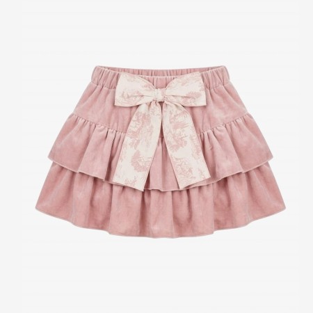Pink velvet skort with toile de jouy bow Pink velvet skort with toile de jouy bow