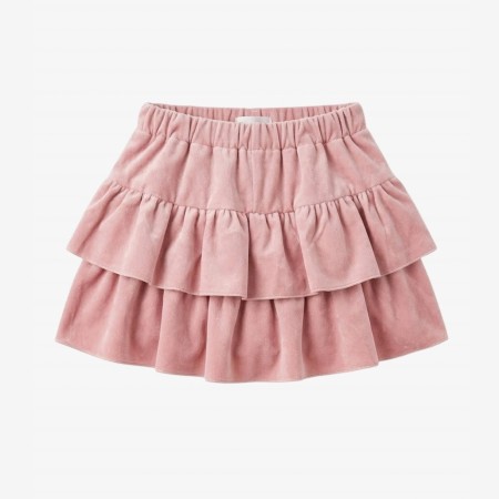 Pink velvet skort with toile de jouy bow