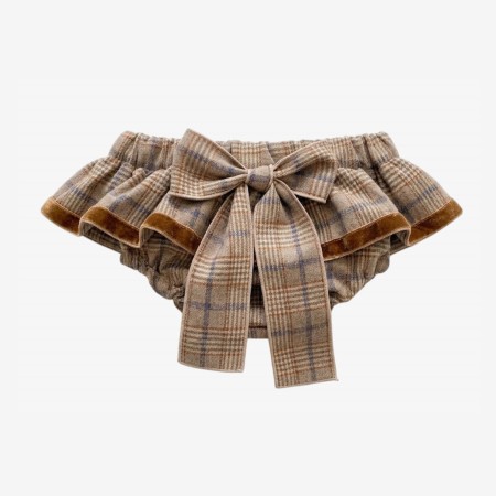 Brown checkered bloomer with bow Brown checkered bloomer with bow