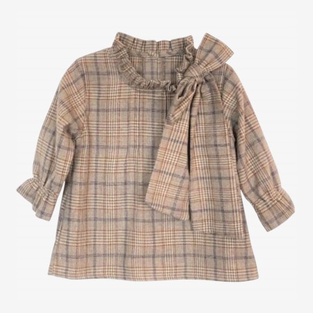 Brown plaid tie-front blouse Brown plaid tie-front blouse