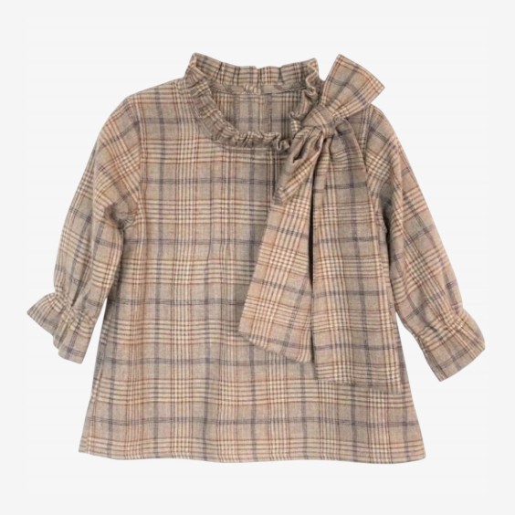 Brown plaid tie-front blouse Brown plaid tie-front blouse