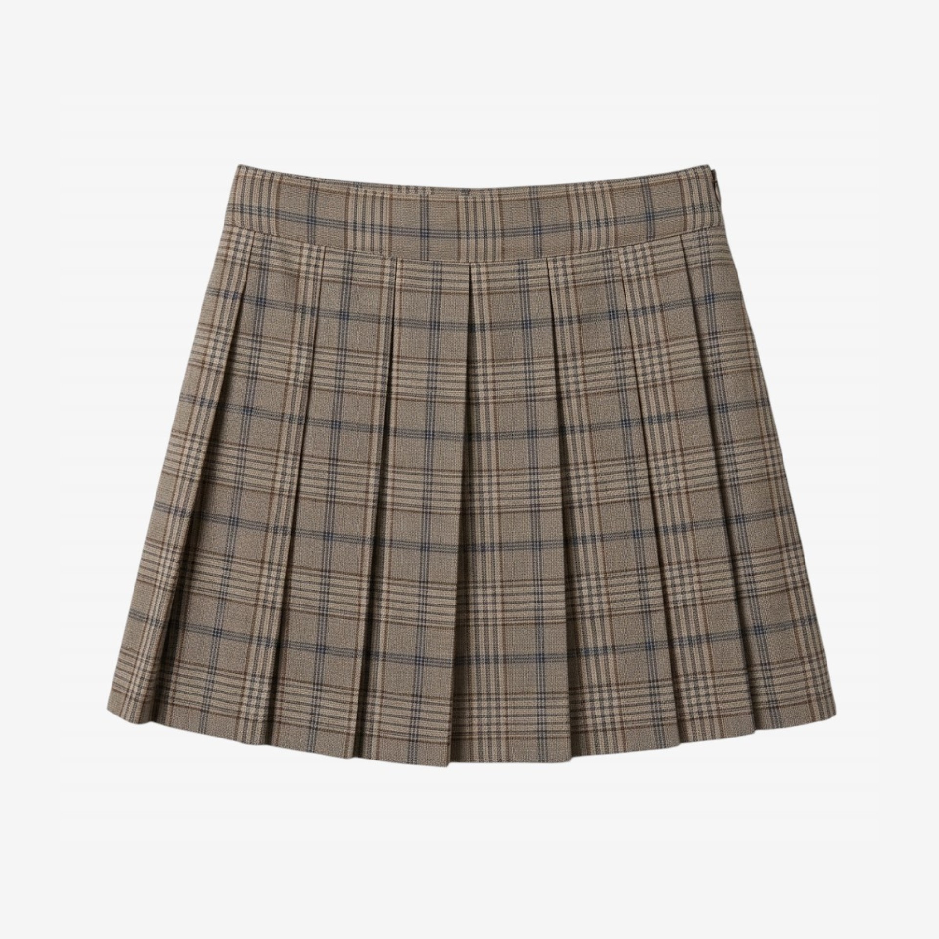 Brown plaid pleated skirt