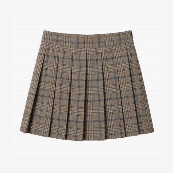 Brown plaid pleated skirt Brown plaid pleated skirt