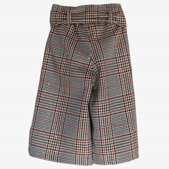 Cream and burgundy plaid trousers