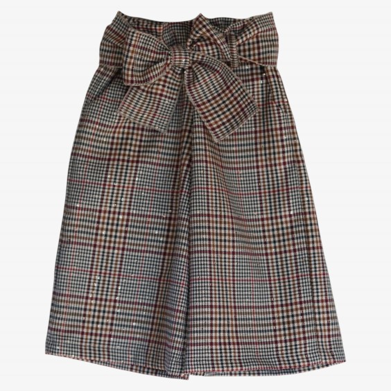 Cream and burgundy plaid trousers