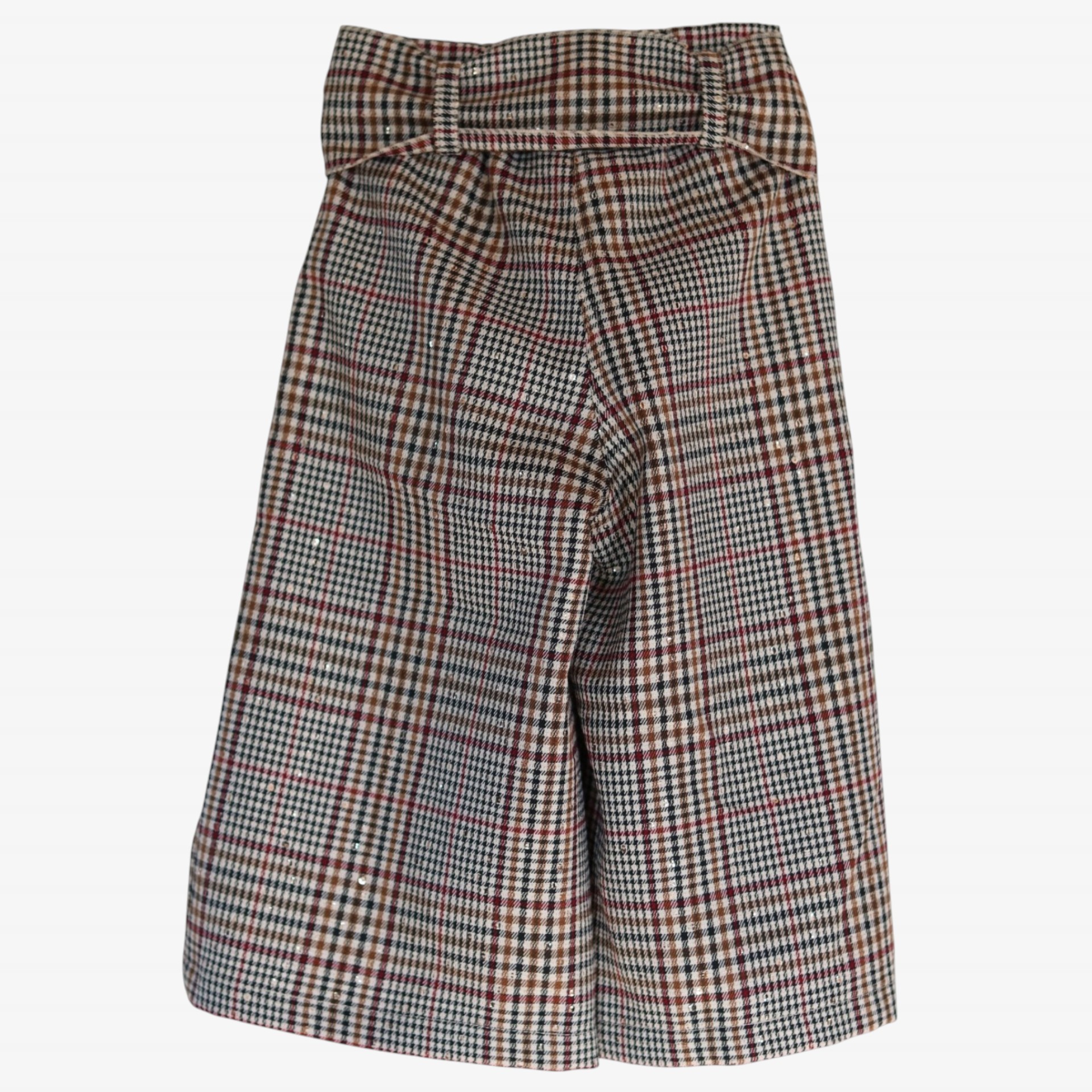 Cream and burgundy plaid trousers