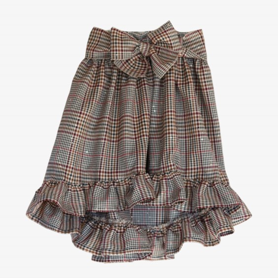 Cream and burgundy plaid skirt