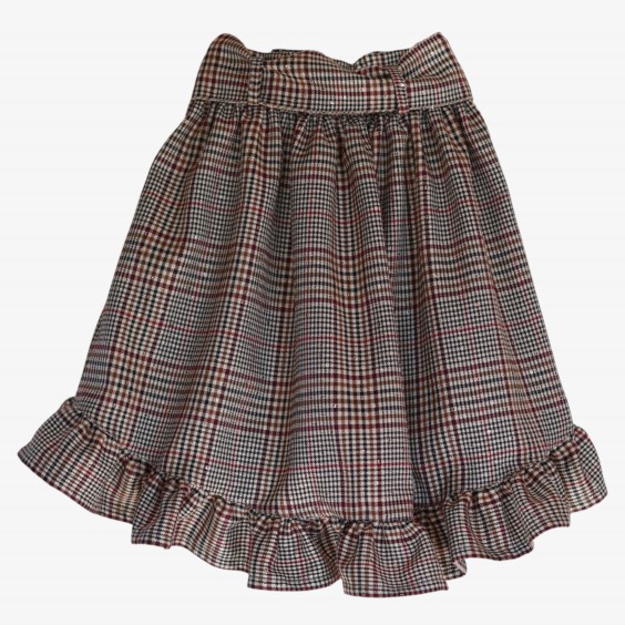 Cream and burgundy plaid skirt
