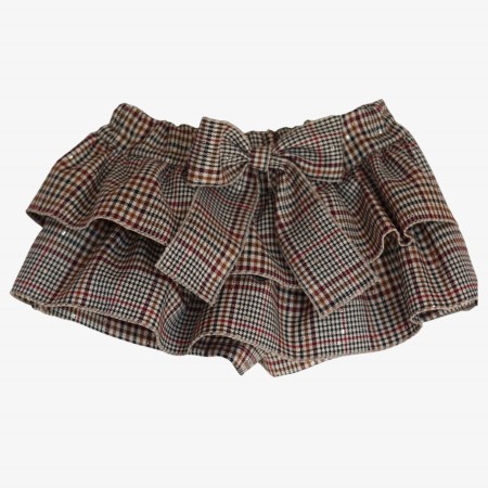 Cream and burgundy checkered skort