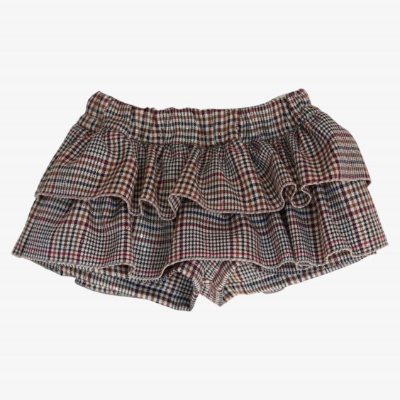 Cream and burgundy checkered skort