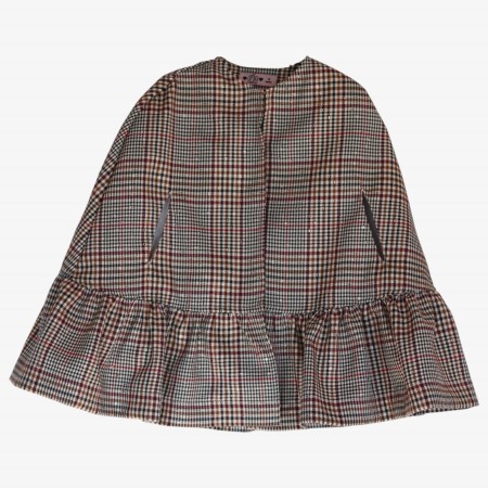 Cream and burgundy checkered cape with sequins Cream and burgundy checkered cape with sequins