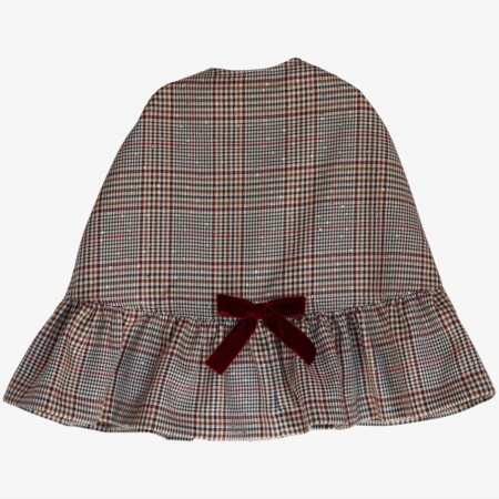 Cream and burgundy checkered cape with sequins Cream and burgundy checkered cape with sequins