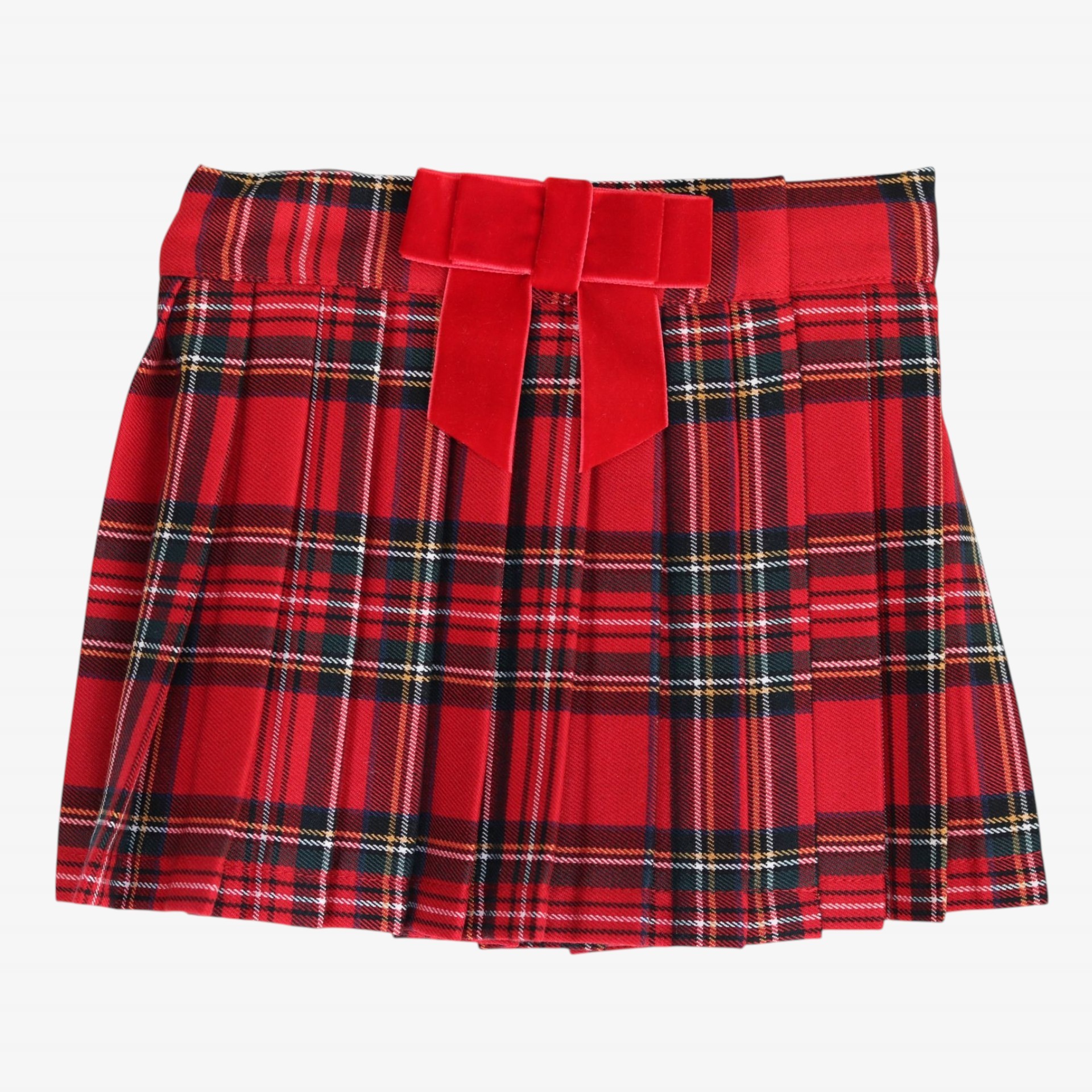 Red plaid pleated skirt