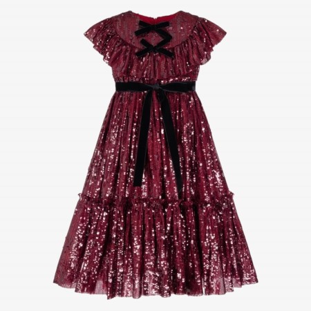 Robe bordeaux à sequins et nœuds Robe bordeaux à sequins et nœuds