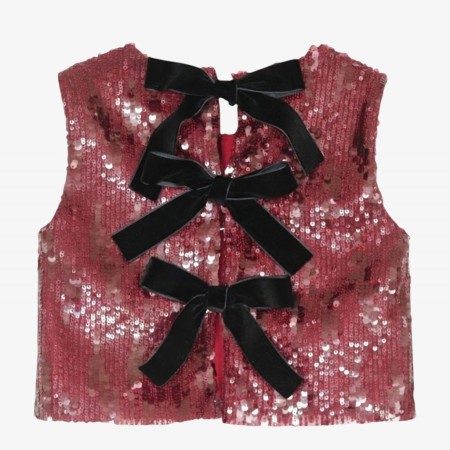Chemisier bordeaux à sequins et nœuds Chemisier bordeaux à sequins et nœuds