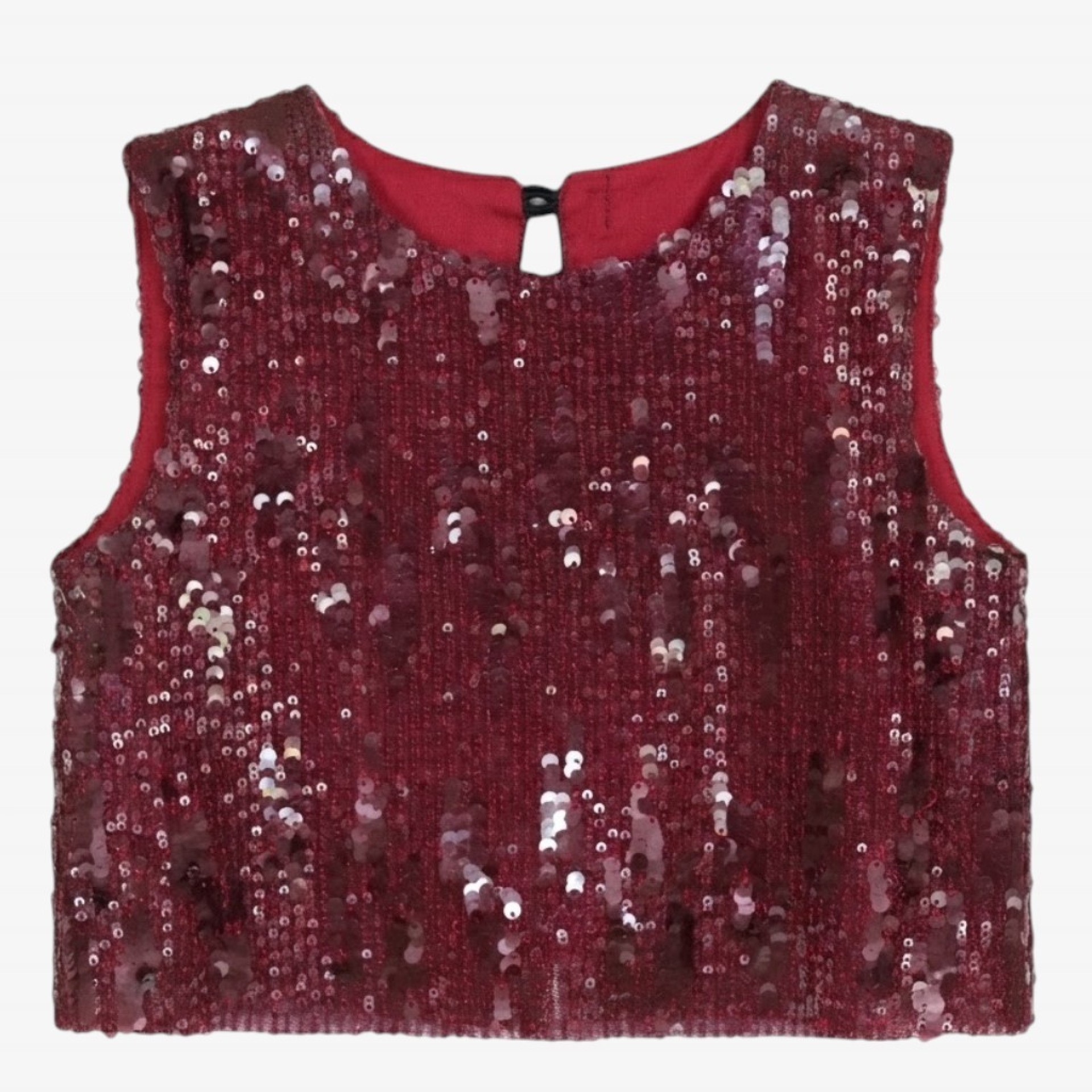 Burgundy sequined blouse with bows
