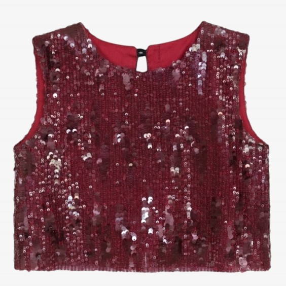Burgundy sequined blouse with bows