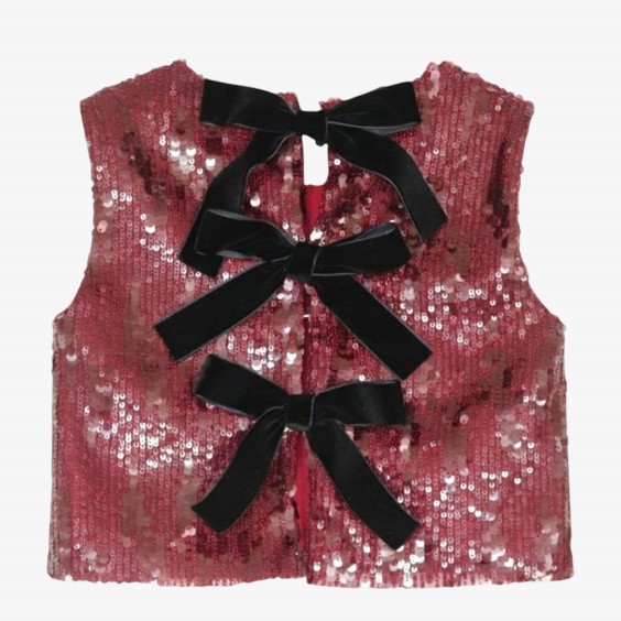 Chemisier bordeaux � sequins et n�uds