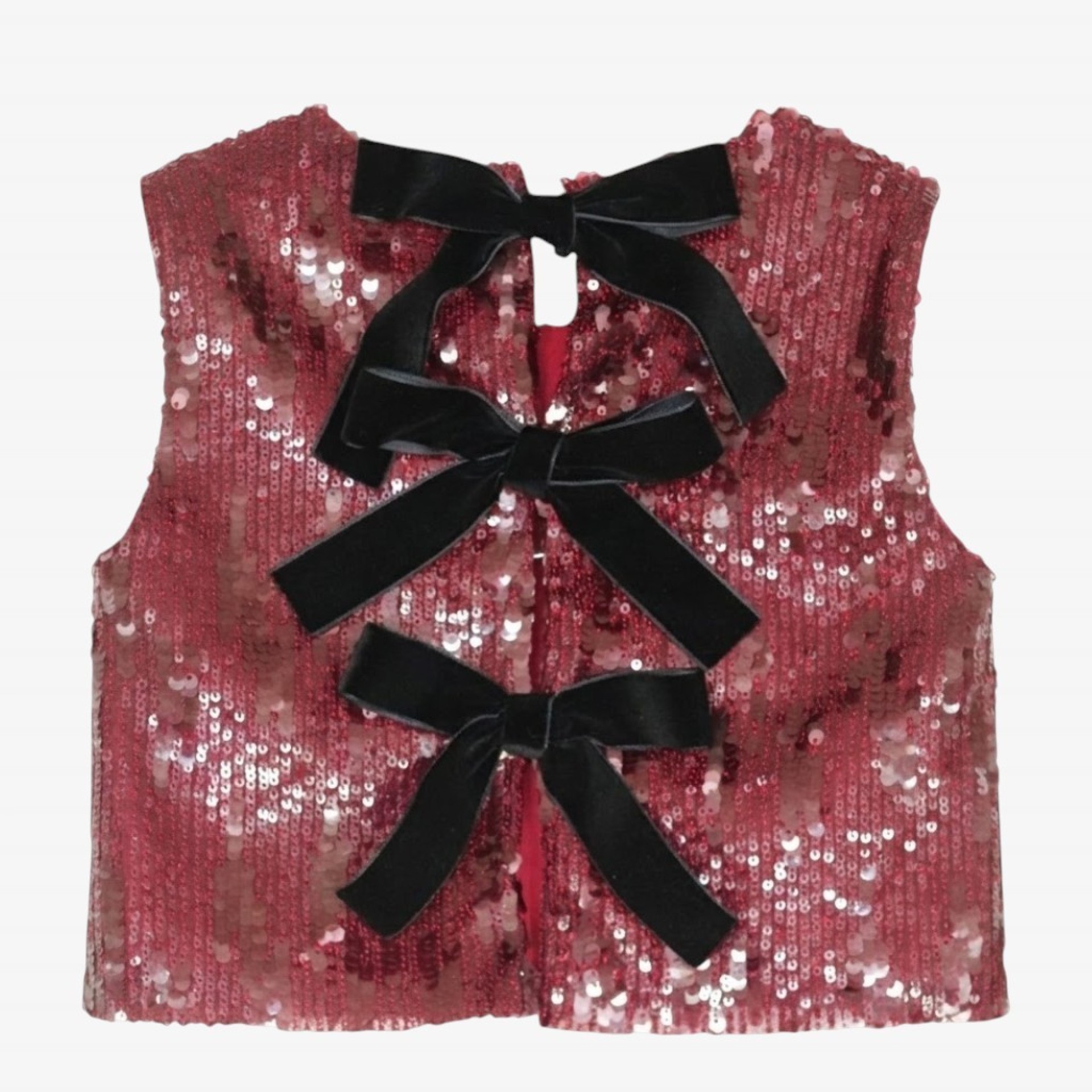 Burgundy sequined blouse with bows