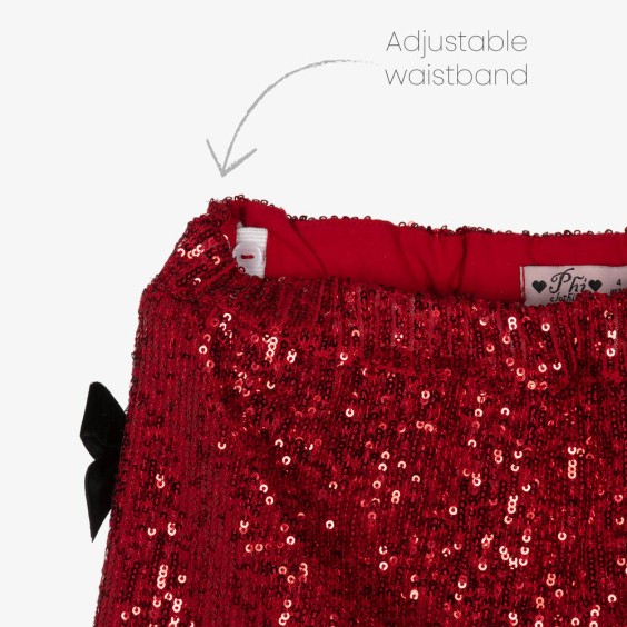 Burgundy sequined skirt with bows