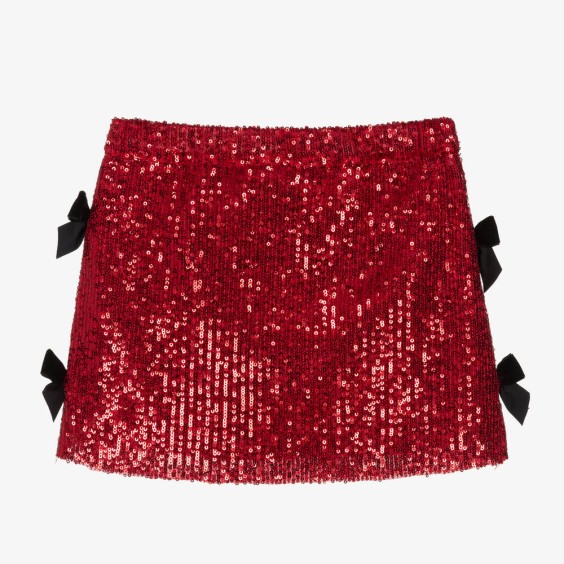 Burgundy sequined skirt with bows
