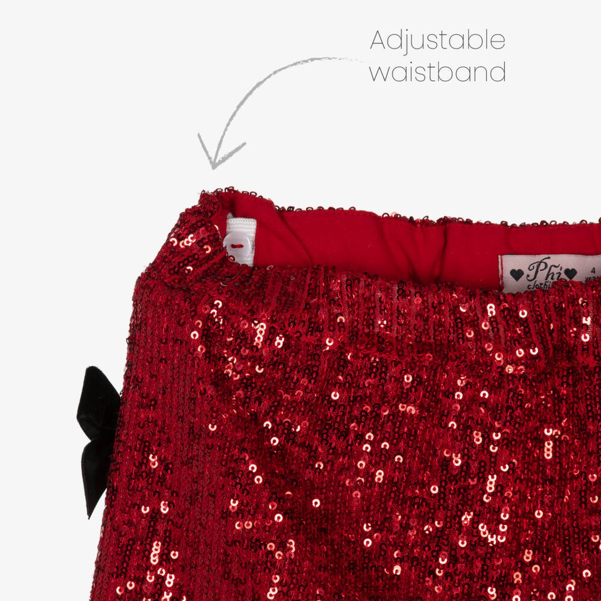 Burgundy sequined skirt with bows