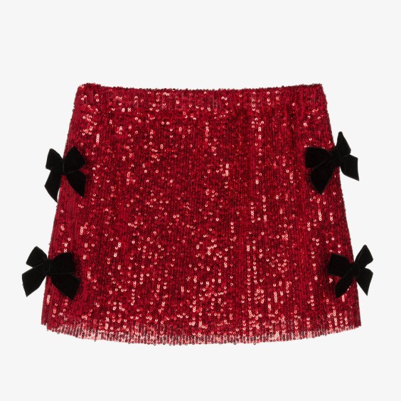 Jupe bordeaux � sequins et n�uds
