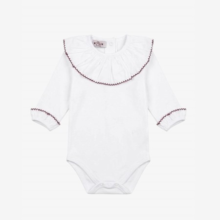 Body / T-shirt collar with burgundy picuette Body / T-shirt collar with burgundy picuette